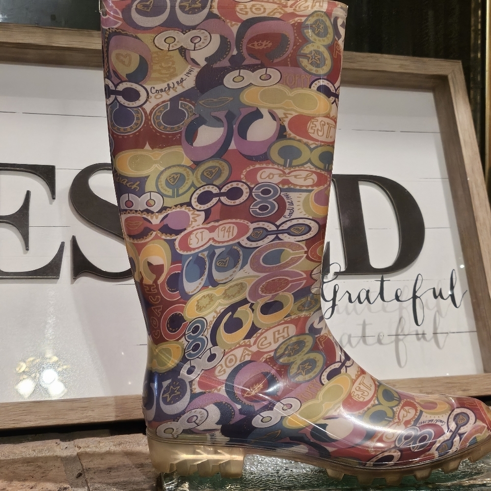 Coach Multicolor Patterned Rain Boots